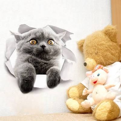 2Pcs 3D Grey Fat Cat Sticker For Car Sticker Kitchen Cabinet Toilet Refrigerator Wall Laptop Decal Funny Car Bumper Sticker 20Cm Car Stickers size 20x20cm xh2007