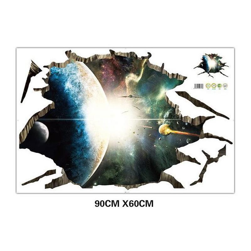 Xl8307 Home Find 3D Broken Wall Sticker Space Universe Star Boy Room Science Fiction Ornament Black Hole Vortex Star Sky Sticker Floor /tile Stickers