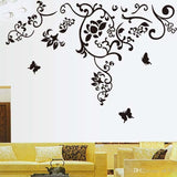 Black Floral Wall Decal Sticker JM7023