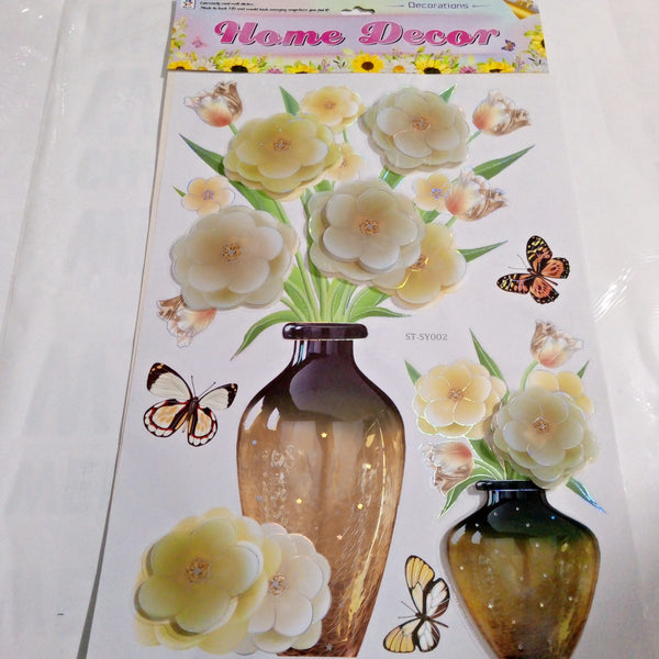 Flower With Flower Vase Wall Sticker ST-SY002
