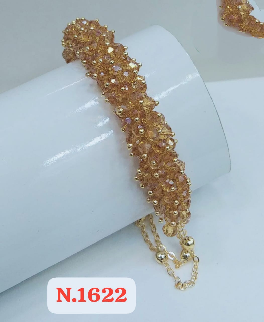 Adjustable New Design Gold Plated Stainless Steel Handcrafted Crystal Beaded StrandBracelet Women's Gifts