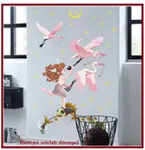 【WEJA】Lovely Bird Fish Door Sticker Cartoon Animals Wall Sticker for Kids Room Moon Boy Home Decor Art PVC Vinyl Wallpaper Removable size 50x70 xls7221