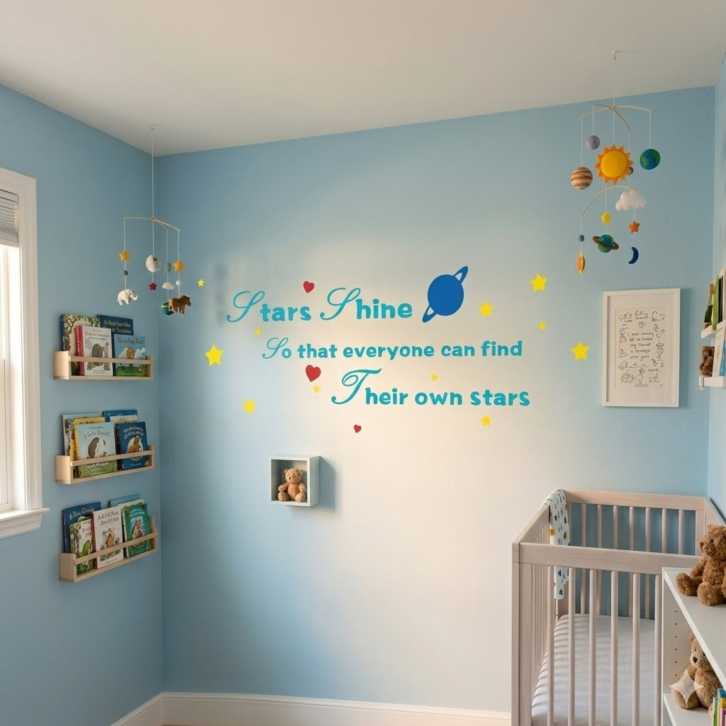Stars Shine" Kids' Wall Decal | Celestial Nursery Wall Art size 15x25 nc1034 4 peace