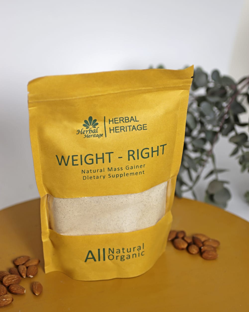 Herbal Heritage WEIGHT-RIGHT Natural Mass Gainer – Organic Dietary Supplement for Healthy Weight Gain 100g