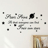 Stars Shine" Inspirational Quote Wall Sticker Set – Celestial Kids Bedroom & Nursery Decor size 15x25 4 pice