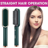909 Hair Straightening Brush | Electric 2?in?1 Straightener & Curler | Heating Styling Comb | Quick 3?Minute Styling