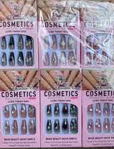 Multicolor 12 Pcs Stylish Artificial Nails Set For Fashionable Look And Easy Application (Random Design)