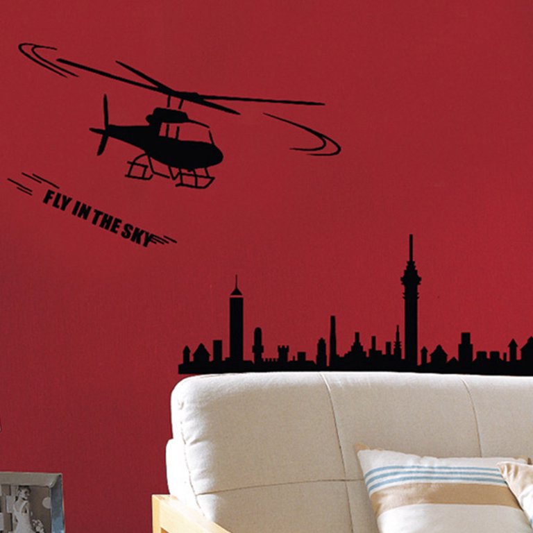 Cartoon airplane wall decal for bedroom, living room, TV background, home decor size 50x70 ay7071