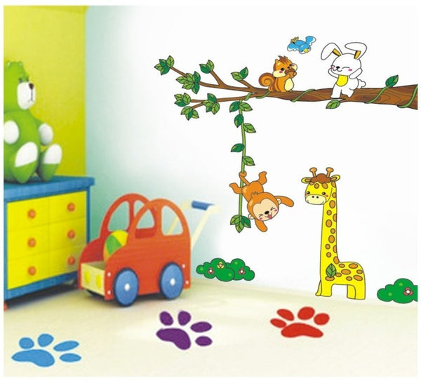 XY8012 FOREST ANIMAL MINI KIDS ANAK STIKER DINDING 50X70 WALLSTICKER