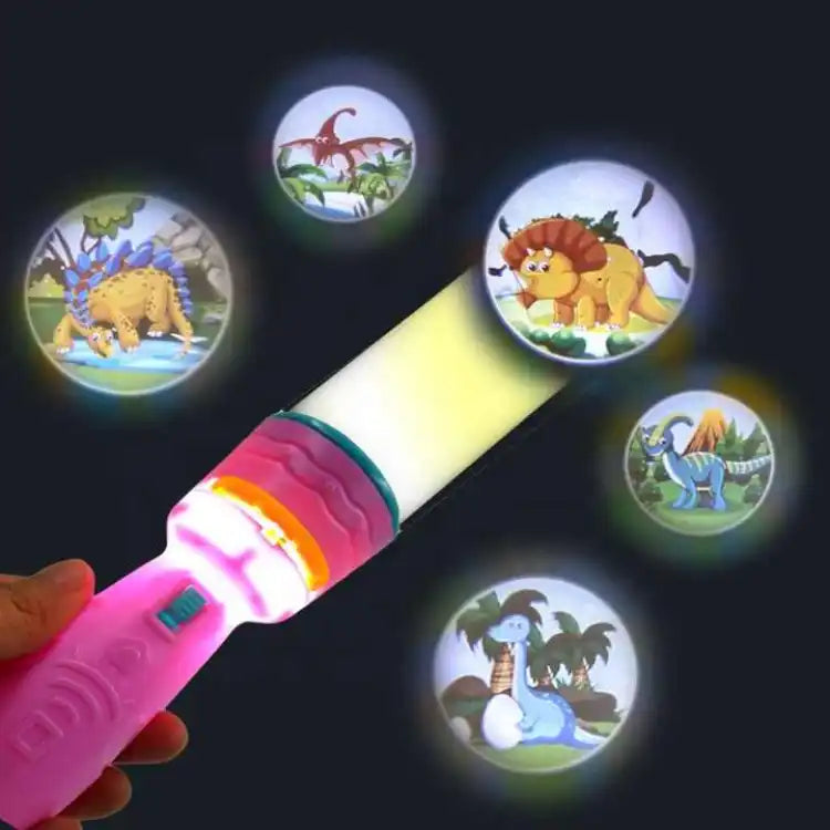Baby Projector Torch 3 Cards Cartoon Projection Flashlight  Children Early Education Toy (random color )