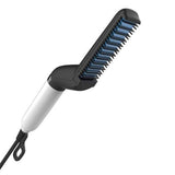 Professional Men’s Electric Hair Straightener Comb – 2-in-1 Quick Beard Stylist & Hair Volumizer, Anti-Scald Ceramic Heating Modeling Brush