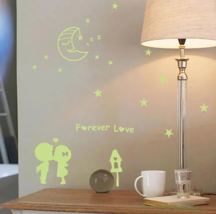 Yigo Fluorescent Luminous Wall Stickers Glow in The Dark Stars Home Decoration Eco-Friendly PVC Cartoon Wall Decal for Kids Rooms-Alphabet