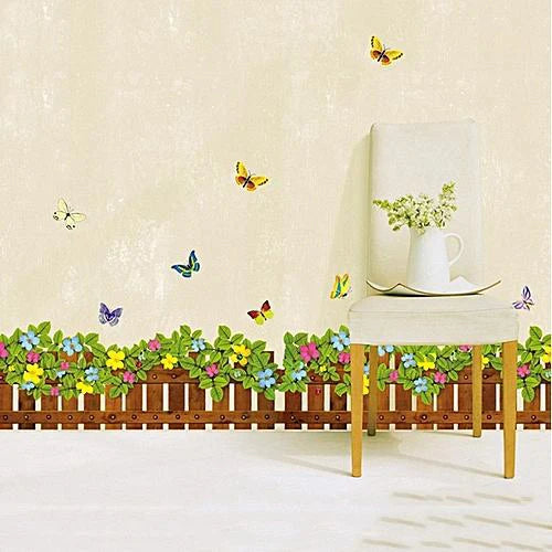 1PCS Fence Flower Skirting Wall Sticker PVC Transparent Film For Baby Room Wall Decals Kindergarten Room Decor 50*70CM