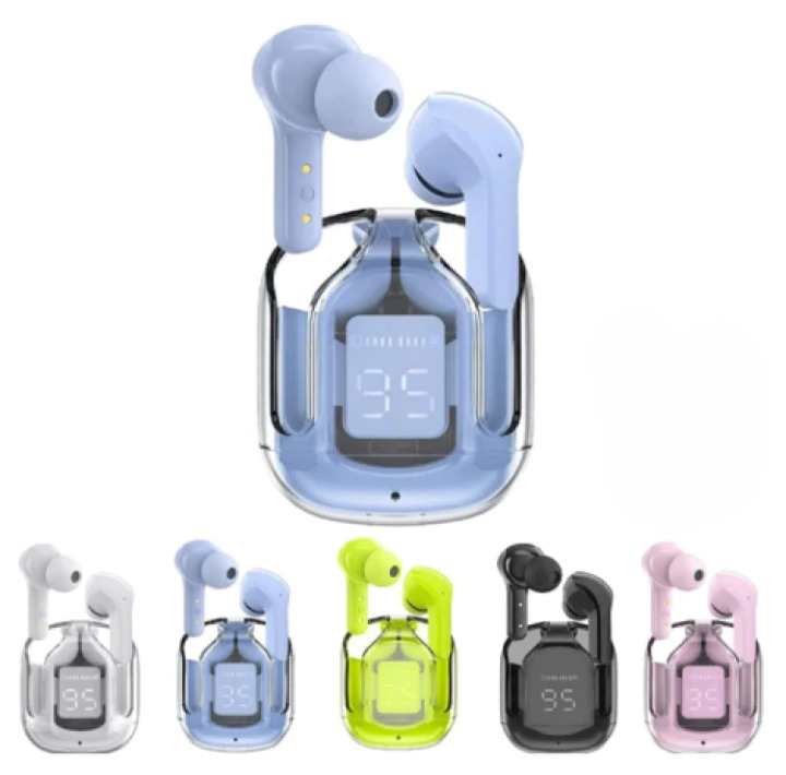 Air 31 TWS Wireless Earbuds: Crystal Clear Design, Bluetooth 5.3, LED Display, HiFi Stereo Sound, Noise Reduction Sports Headphones with Mic