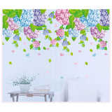 Flowers Deciduous Blue Red Flower ball Wall Decal Sticker - DIY PVC Removable Transparent Film Self-Adhesive Mural Art Wall Decor for Living Room size 50x70 ay7146
