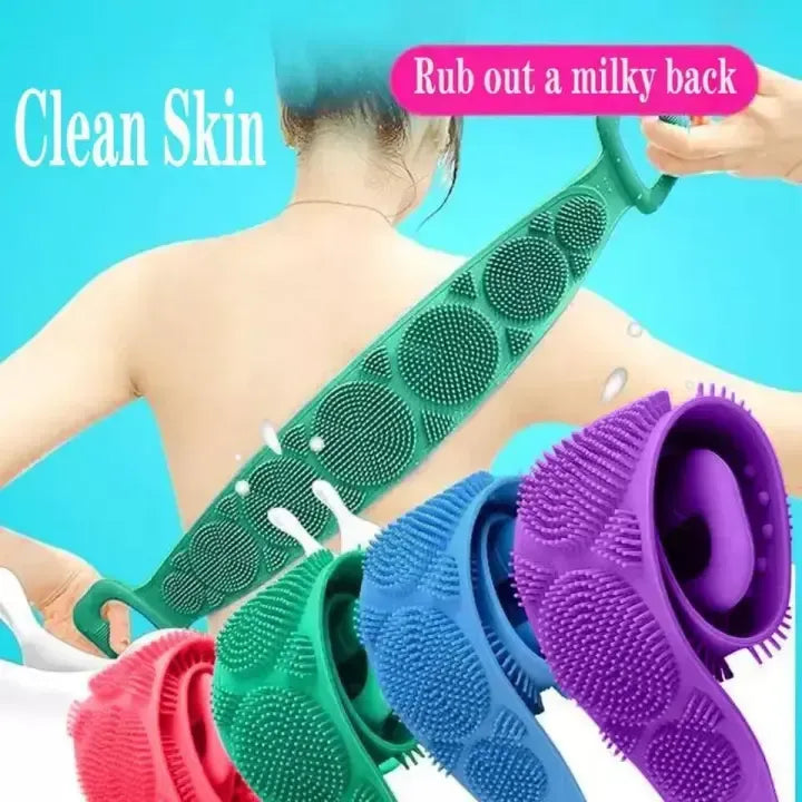 Silicone Back Scrubber Bath Belts – Double-Sided Exfoliating Body Scrubbers for Gentle, Deep Cleansing & Smooth Skin (Random Color)