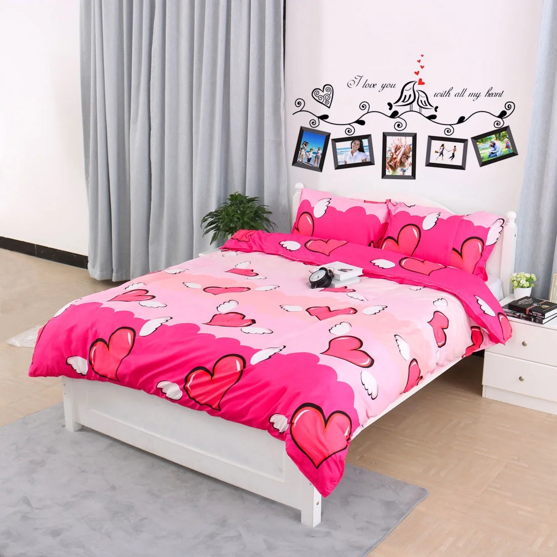 Angoily Photo Frame Wall Sticker with Heart Birds Removable PVC Decal for Living Room Bedroom Glass Window and Sofa Decor size 45x60 ay640b
