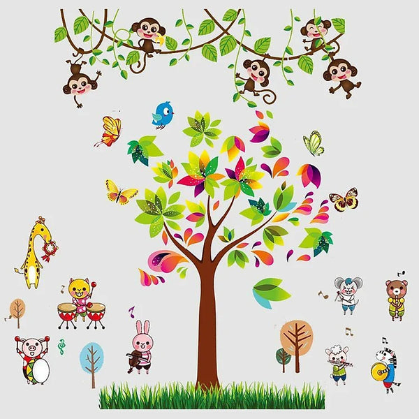 Wall decal sticker combining Tree, music, monkey AY7114