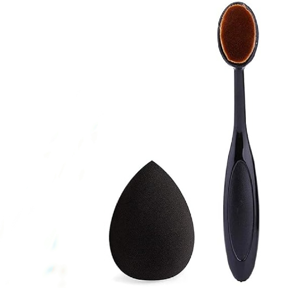 Pack Of 2 - Oval Makeup Brush And Beauty Blender Puff