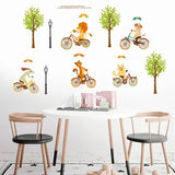 Ampire 120 cm Wall Stickers Cartoon Animal Kids Room Jungle Bicycle Ride Self Adhesive Sticker