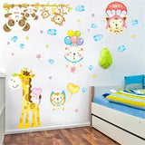 Cute Bear Monkey Giraffe Animal Under Sky Decals For Kids Room  Wall Sticker Abc1010