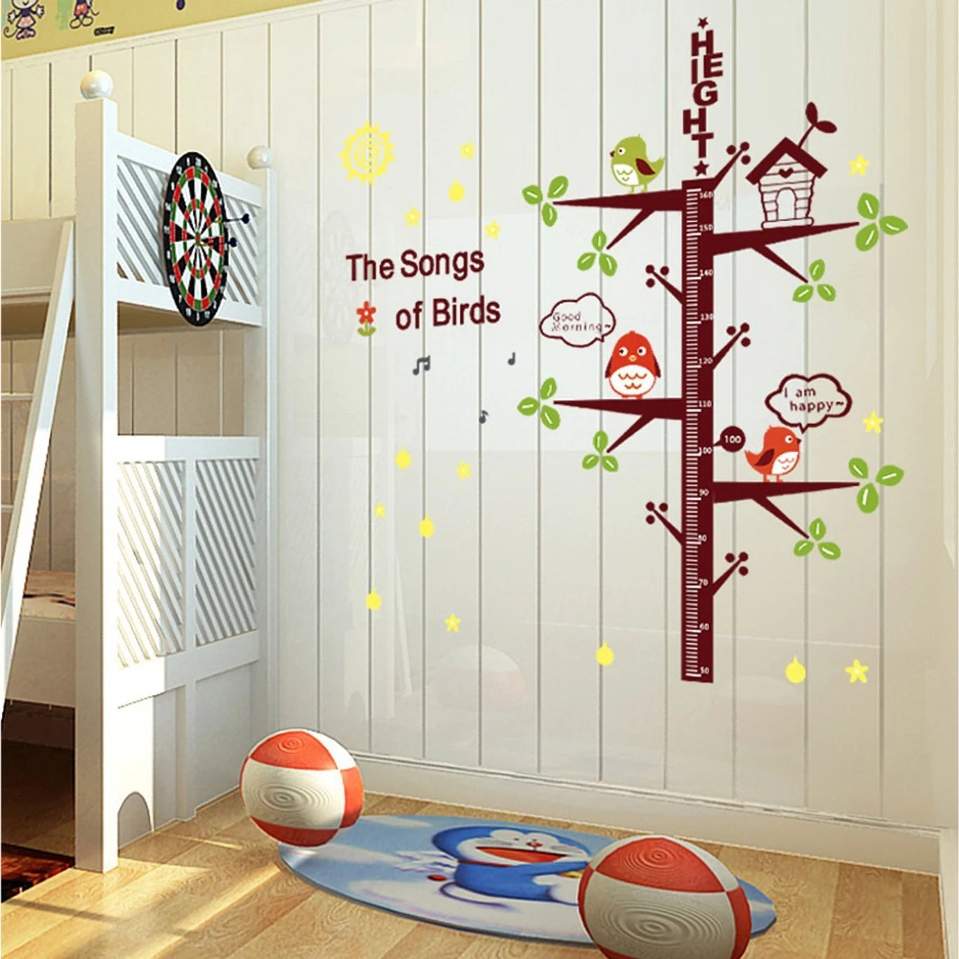 Ampire 150 cm Wall Stickers Songs of the Birds Height Chart for Kids Room Self Adhesive Sticker (Pack of 1)-size  120x60cm  lc6016