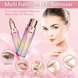 2 in 1 Electric Eyebrow Trimmer and Shaver, Rechargeable Flawless Hair Remover 2 in 1 Hair Remover Trimmer For Women, Electric Flawless Facial Machine Razor, Painless Eyebrow Removal ( With Box )
