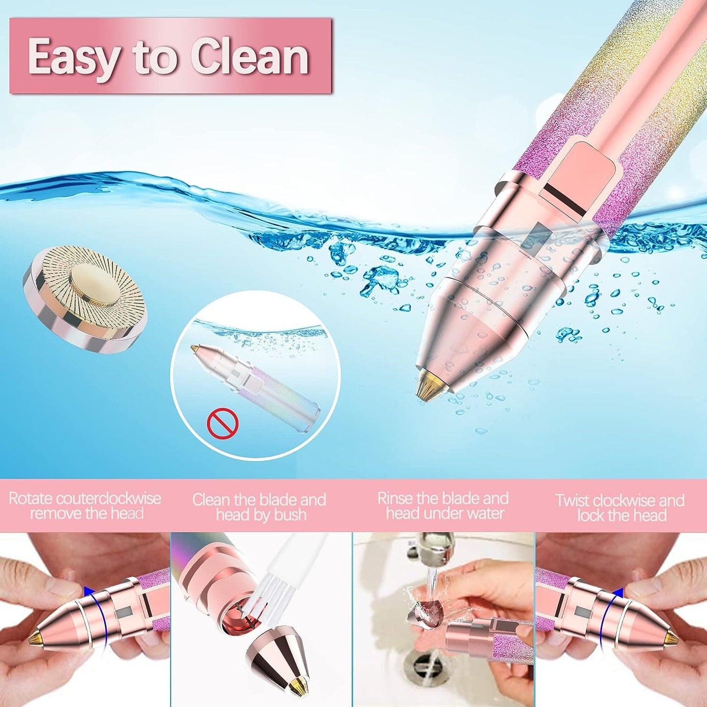 2 in 1 Electric Eyebrow Trimmer and Shaver, Flawless Hair Remover 2 in 1 Hair Remover Trimmer For Women, Flawless Facial Machine Razor, Painless Eyebrow Removal (Rechargeable)