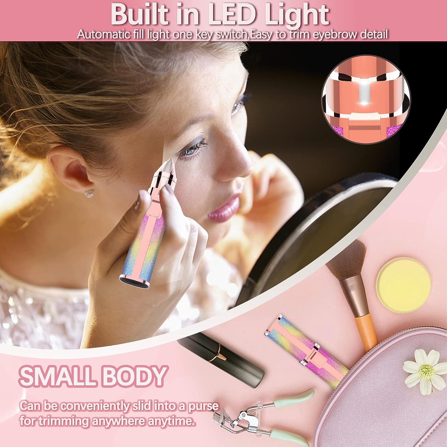 2 in 1 Electric Eyebrow Trimmer and Shaver, Flawless Hair Remover 2 in 1 Hair Remover Trimmer For Women, Flawless Facial Machine Razor, Painless Eyebrow Removal (Rechargeable)