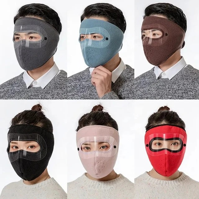 Full Face Shield | Dustproof Anti?Fog | Winter Warm Fleece Mask | Windproof Riding HD Shield – 1Pc Random Colour
