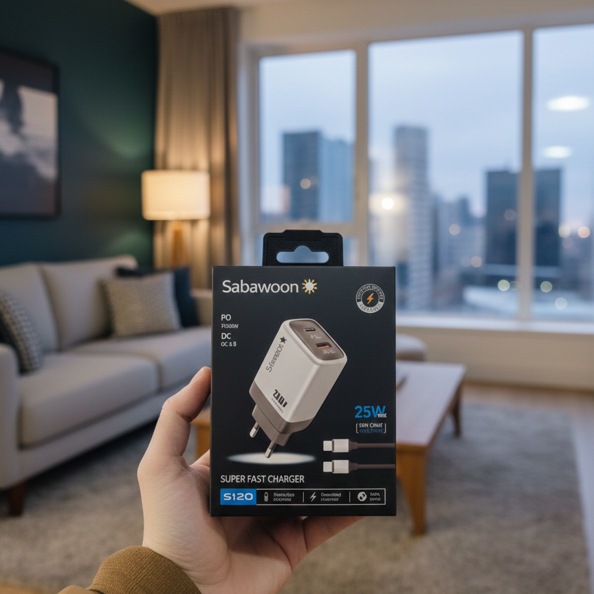 Sabawoon S120 25W Fast Charger ?? | All Mobile Options | Type?C to Type?C Cable
