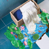 Creative 3D Lotus Pond Vinyl Wall Stickers Funny Art Wall Mural Floor Decals for Kids Rooms Bedroom Bathroom Waterproof XL8305