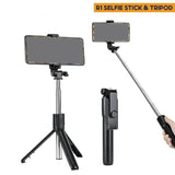 R1 3-in-1 Bluetooth Selfie Stick & Portable Tripod Stand with Detachable Remote | 360° Rotation & Extendable Pole for iPhone & Android