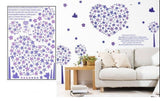 Lavender Flower Wall Sticker Dinding Motif Love  Purple heart decal Size:60x90 Lm8007