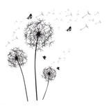 Black Dandelion Butterfly Vinyl PVC Wall Sticker AY834