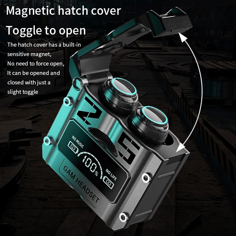 M25 Gaming Wireless Earbuds - TWS Bluetooth 5.3 Headphones, Magnetic Hatch Cover, 100% LED Display, Low Latency Stereo Sound, Built-in Mic