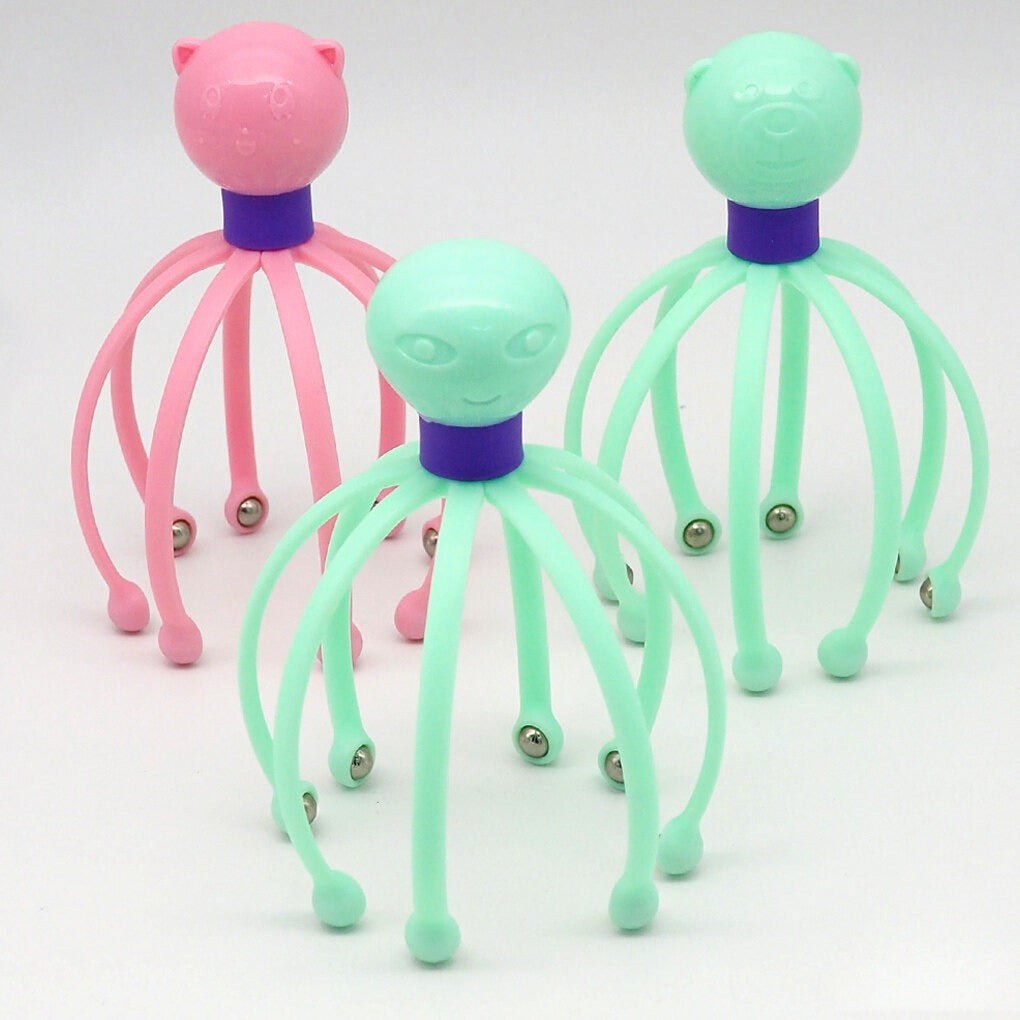 Octopus Shape Manual Head Scalp Massager With 8 Roller Balls Provides Headache Relief Stress Relaxation Hair Stimulation (Random Color)