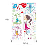 wall sticker xl8117 Pegatinas de pared de jaula de pájaros de revestimiento simple para niños sala de estar decoración del hogar calcomanías de vinilo de dibujos animados fondos de sofá de TV