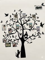 Large Family Tree Wall Sticker with Photo Frames – DIY Black Acrylic/Vinyl Memory Tree Decal with Birds, Butterflies, and Cat for Living Room & Home Decor size 150x90 ncs1034