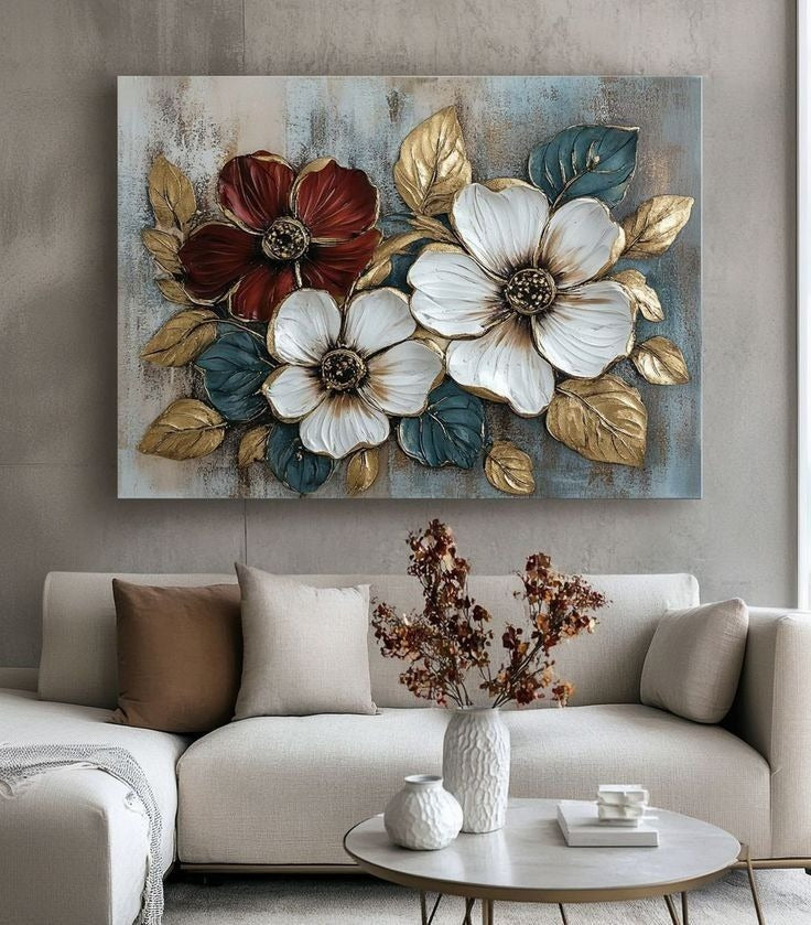 Floral Design Stickytiles Frame Providing Elegant Style Fresh Look Home Decoration - 8*11