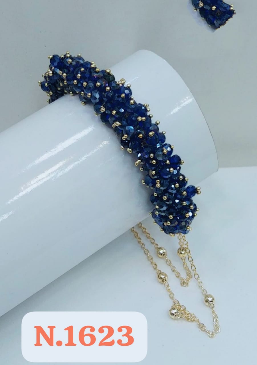 Adjustable New Design Gold Plated Stainless Steel Handcrafted Crystal Beaded StrandBracelet Women's Gifts