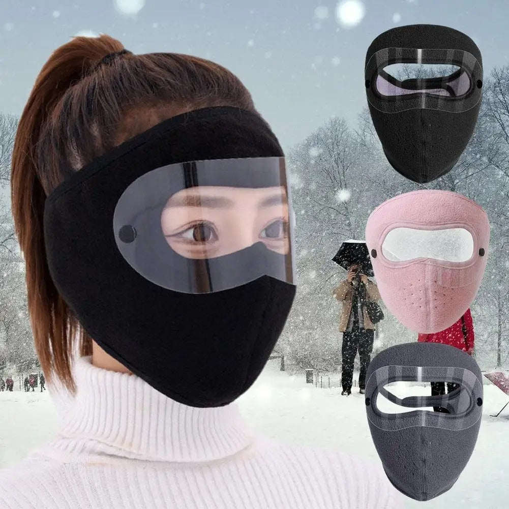Full Face Shield | Dustproof Anti?Fog | Winter Warm Fleece Mask | Windproof Riding HD Shield – 1Pc Random Colour