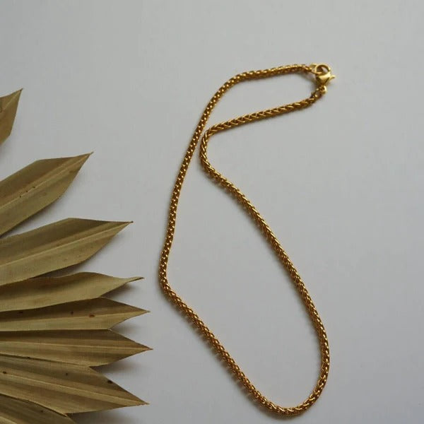 Gold Tone Necklace Men Women Silver Tone Rope Chain Brass Chain  21 inch length