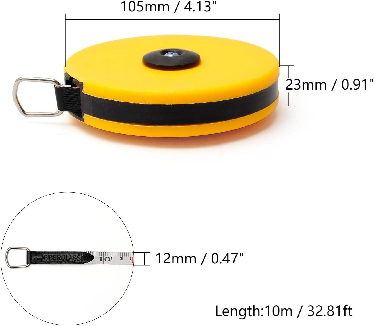 10M Double?Side Metric Fiberglass Measuring Tape Reel | Durable Roll Measuring Tool – 1pc