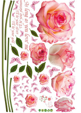 SK9337 Pink Rose Bedroom And Living Room Wall Sticker Decorative Stickers DIY Stickers Cabinet Sticker