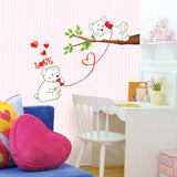 WUDHF Cute bear calling love wall stickers home love and happiness decoration children's room cartoon branches size 50x710 sm 570047