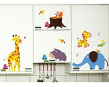 Children's Room Decoration Elephant and Cute Animals Wall Sticker size 60x90  zy1211