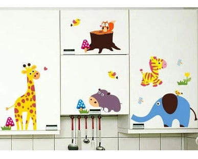 Children's Room Decoration Elephant and Cute Animals Wall Sticker size 60x90  zy1211