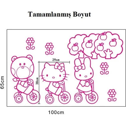 Pink Hello Kitty Children's Room Wall Sticker size 60x90 df5072