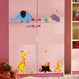 Children's Room Decoration Elephant and Cute Animals Wall Sticker size 60x90  zy1211